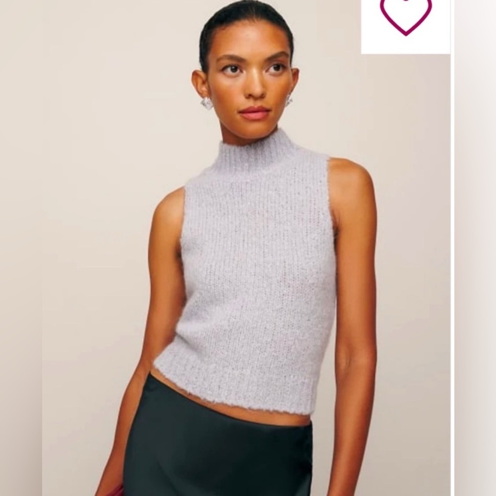 NWOT Reformation Women’s Saga Alpaca Merino Wool Knit Sweater Vest Size XL Gray